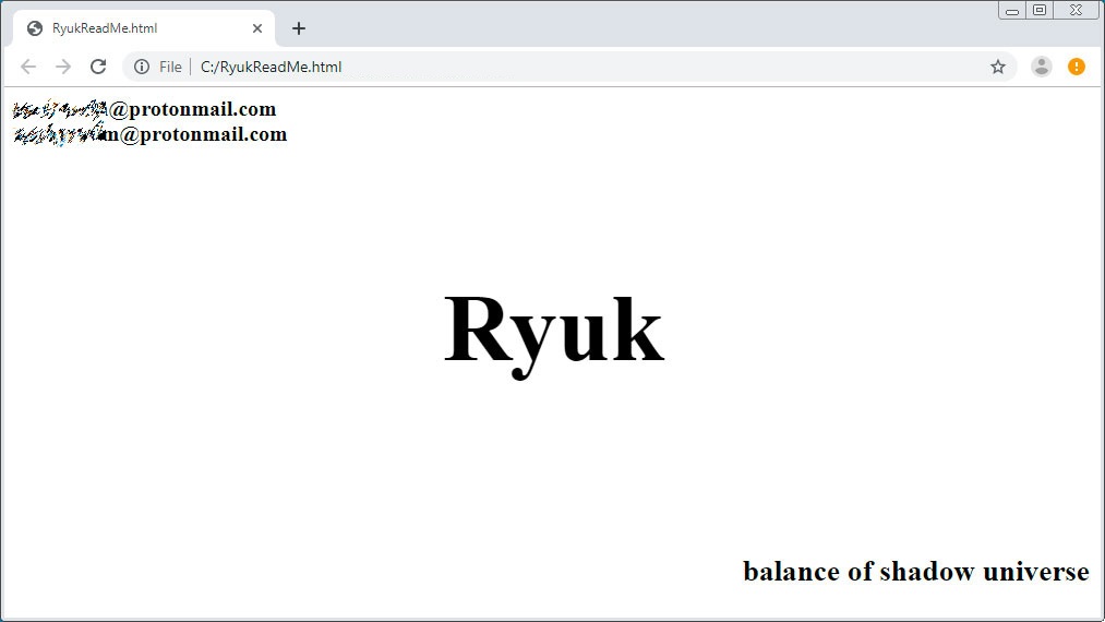 Ryuk ransom note