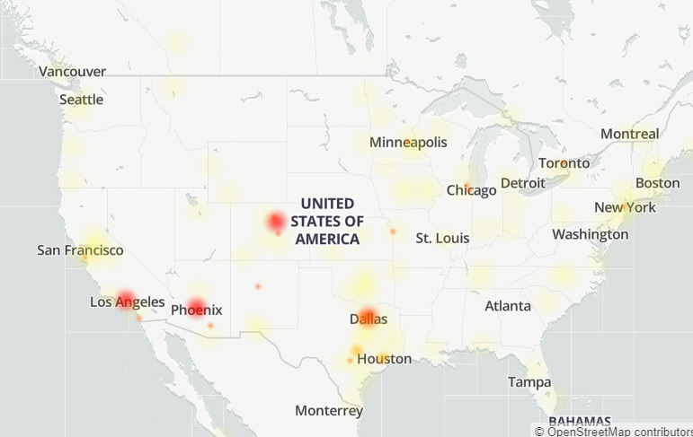 Outage map for iCloud Mail