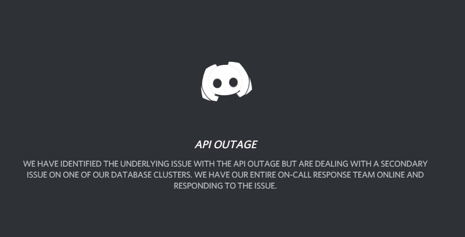 Discord error message when trying to log into service