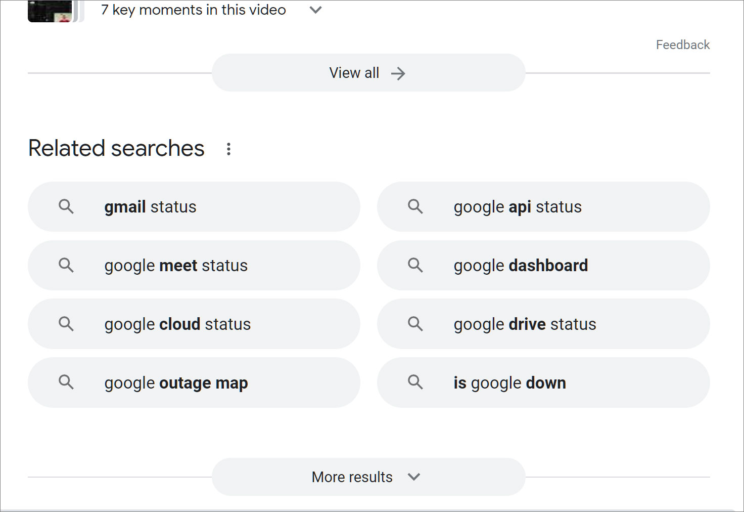 Google Search is not showing search results