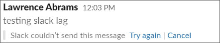 Error when sending a message