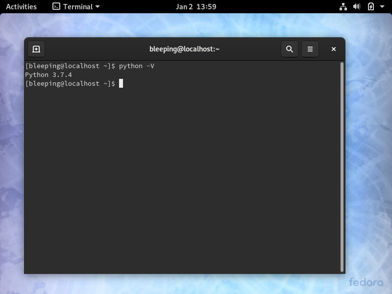 Fedora with Python 3.7 as default