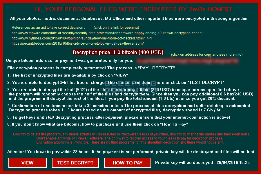 7ev3n-HONE$T Ransomware