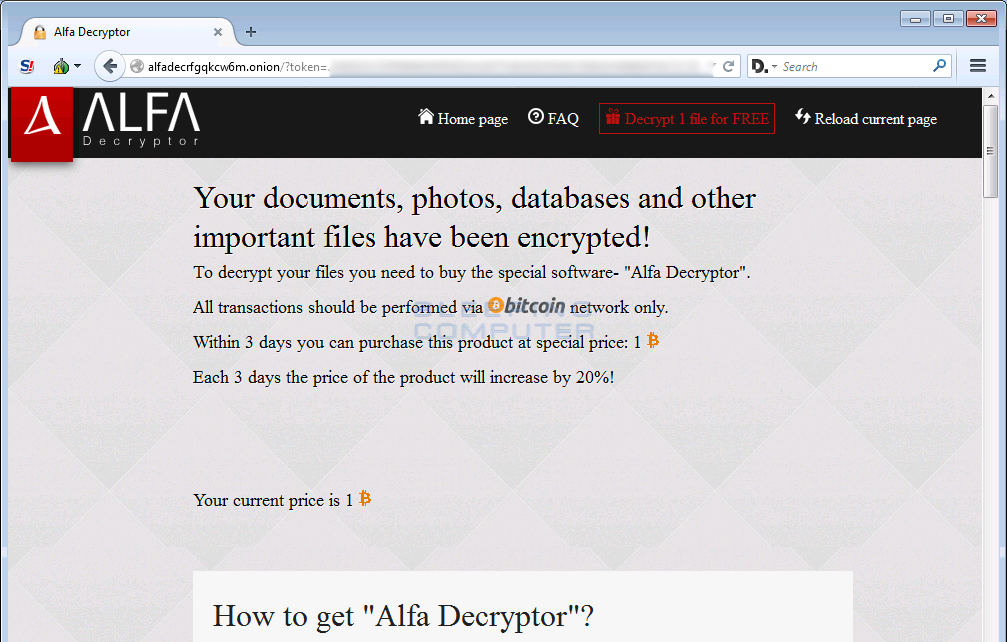 Portion of the Alfa Decryptor Page