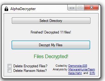 Alpha Ransomware Decryptor