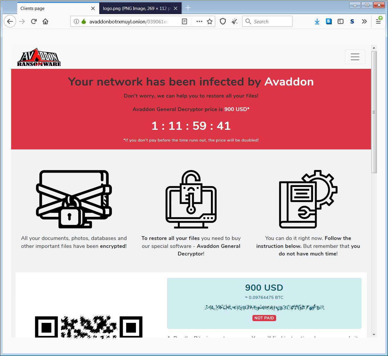 Avaddon TOR付款网站