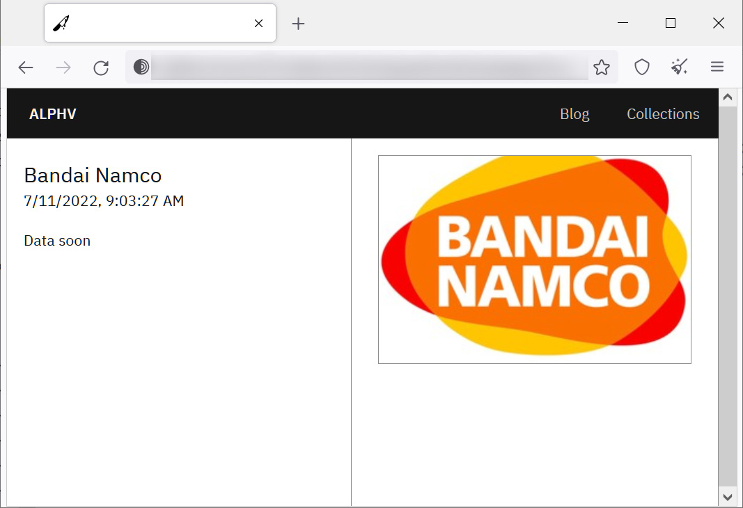 Bandai Namco page on AlphV data leak site