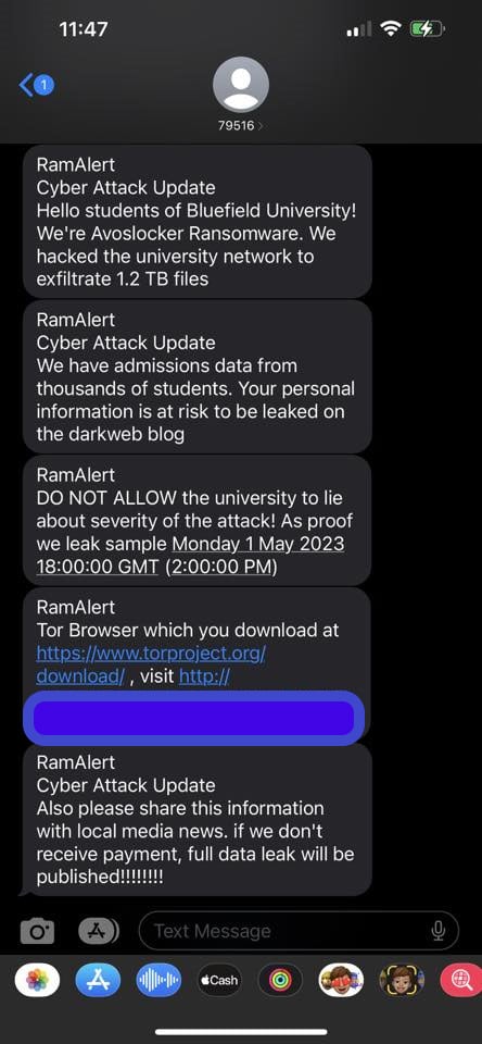 AvosLocker RamAlert notification to students