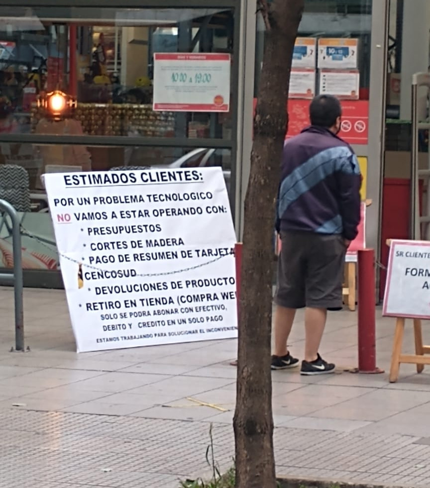Sign outside Easy store in Buenos Aires