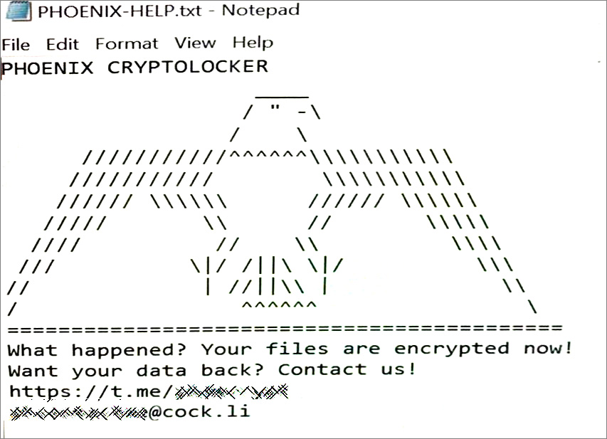 Ransom note created during CNA ransomware attack