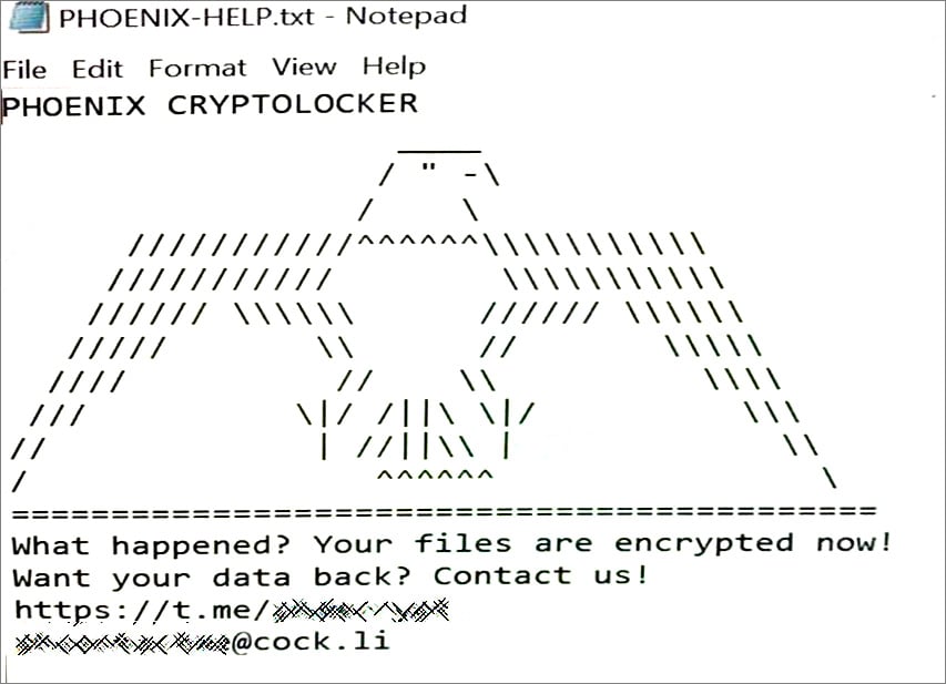 Ransom note created during CNA ransomware attack