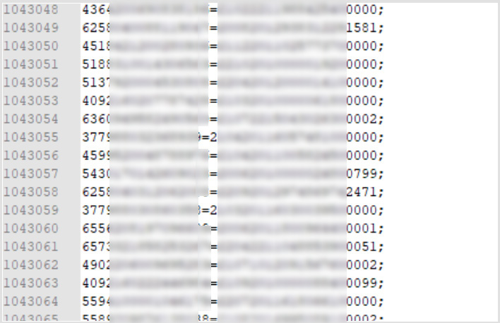 Redacted sample of Track 2 data allegedly stolen by CLOP