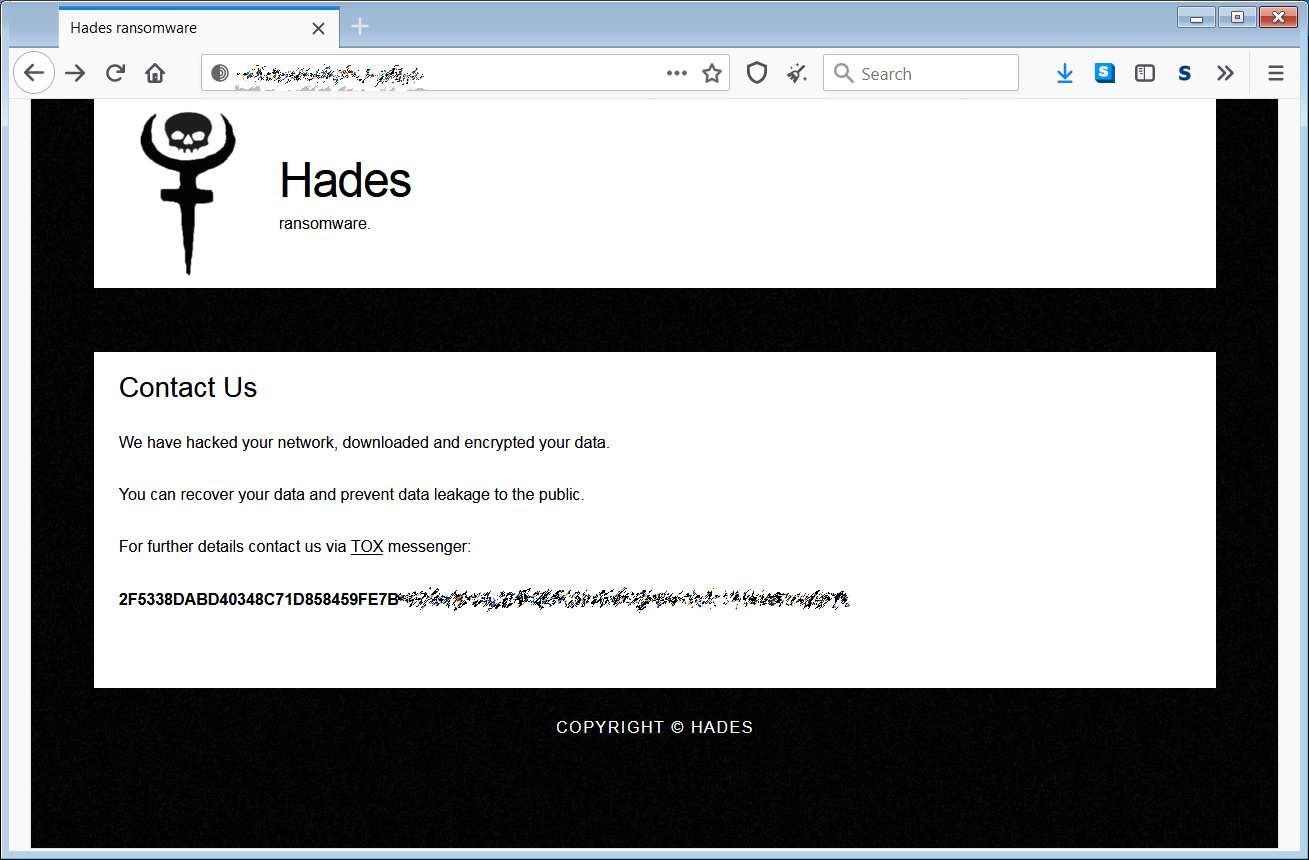 Hades Tor site