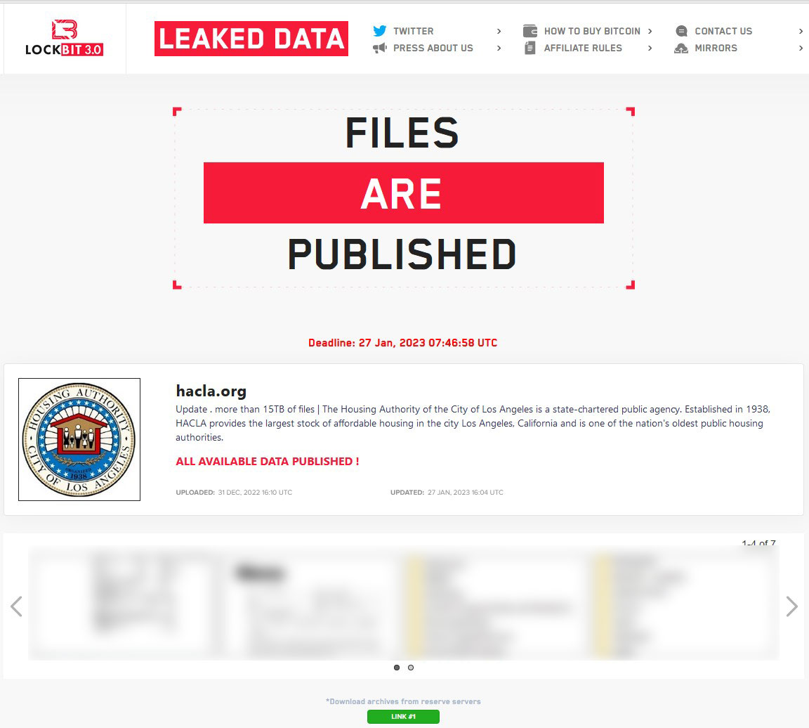 HACLA が LockBit 恐喝サイトに掲載される