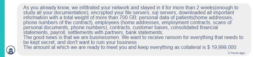 Conti ransomware's demands