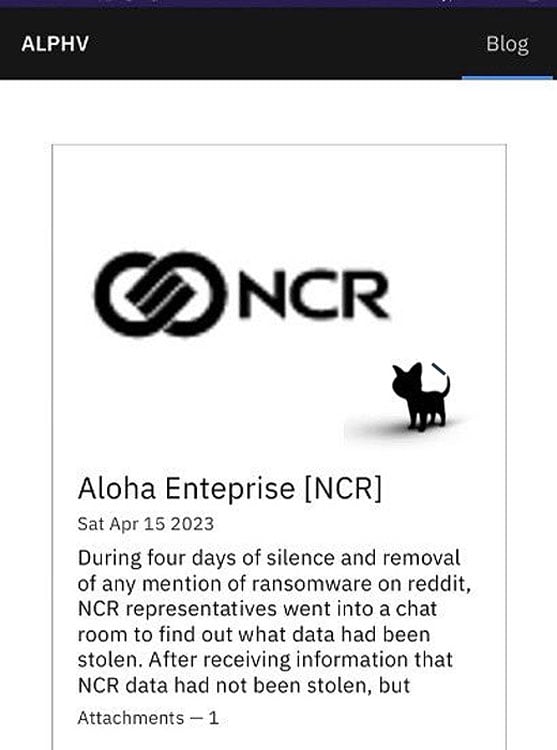 BlackCat データ漏洩サイトに投稿された NCR エントリを削除する