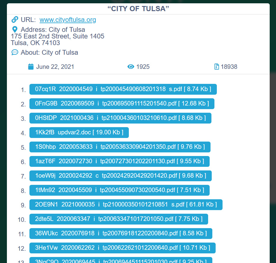 City of Tulsa documents leaked by Conti