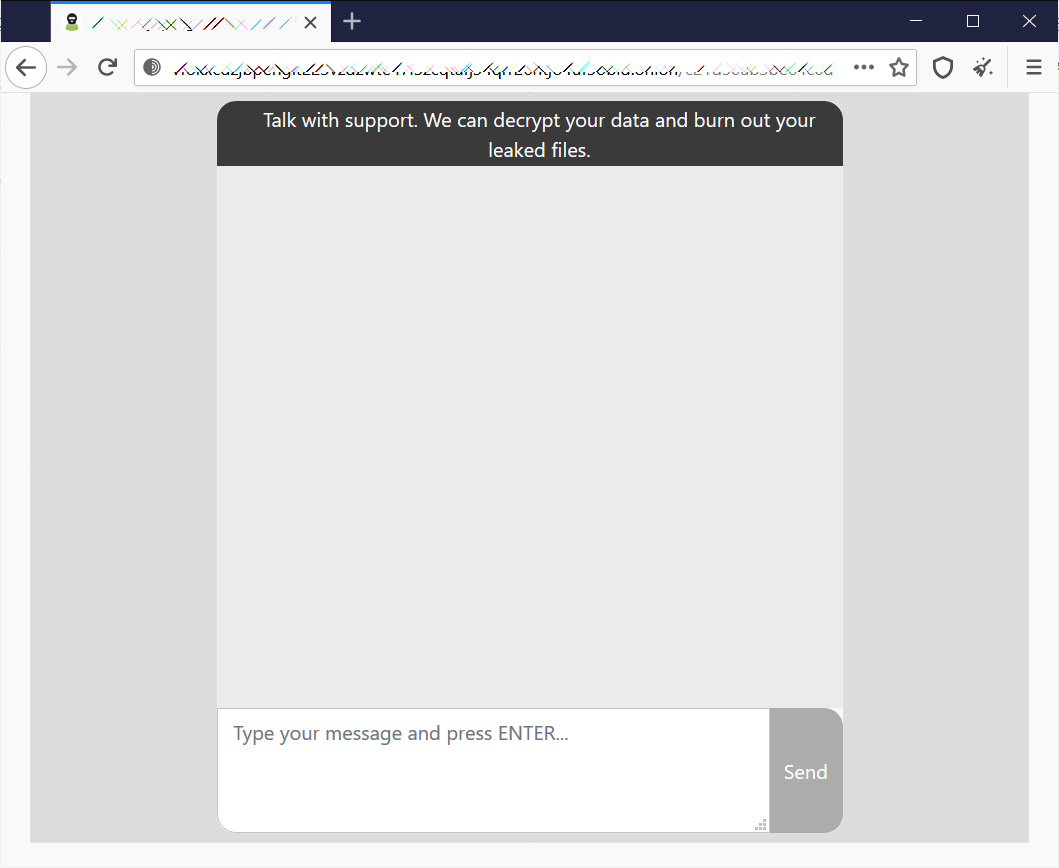 Dark web ransomware negotiation site