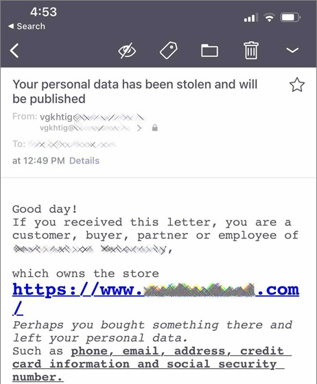Clop ransomware gang emailing a victim's customer