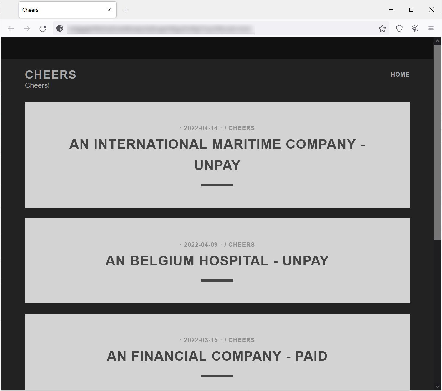 Cheer's data leak Onion site