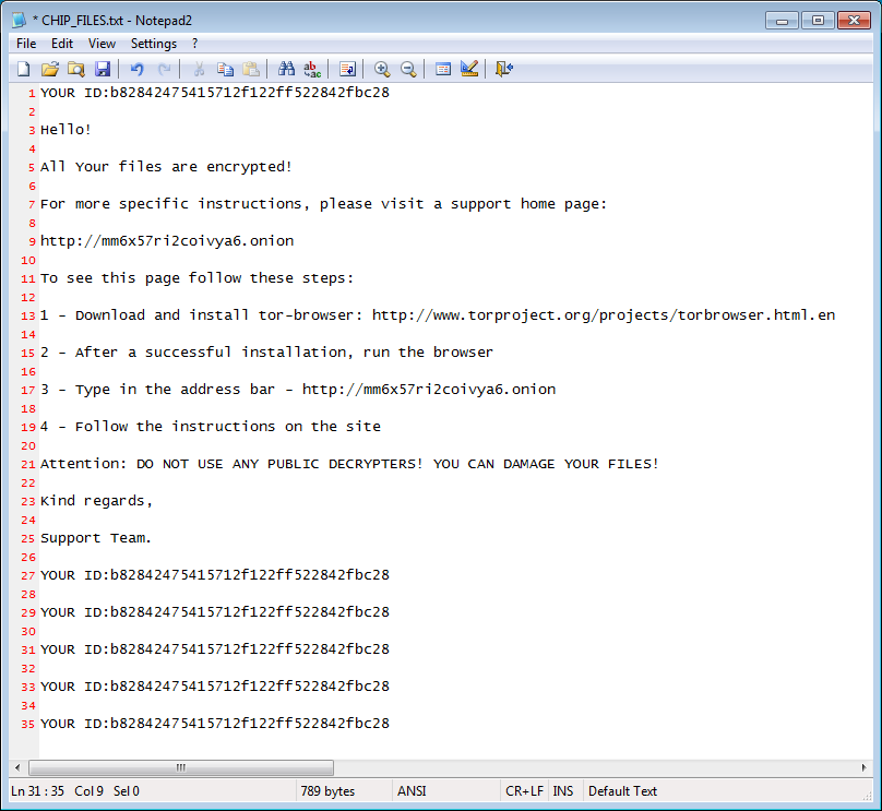 CHIP Ransom Note