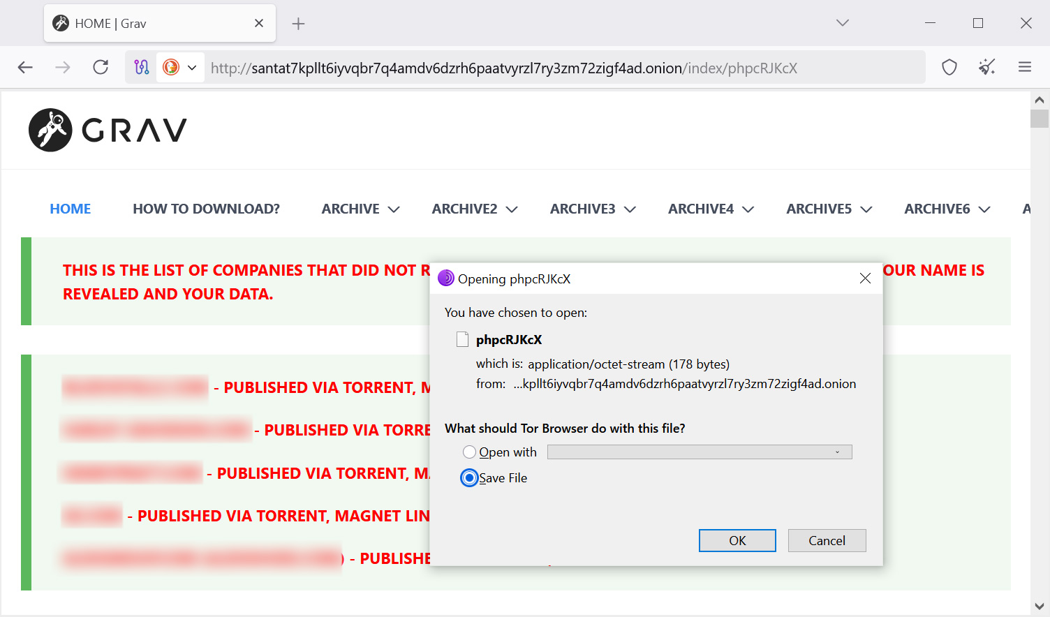 File downloaded from Clop's data leak site