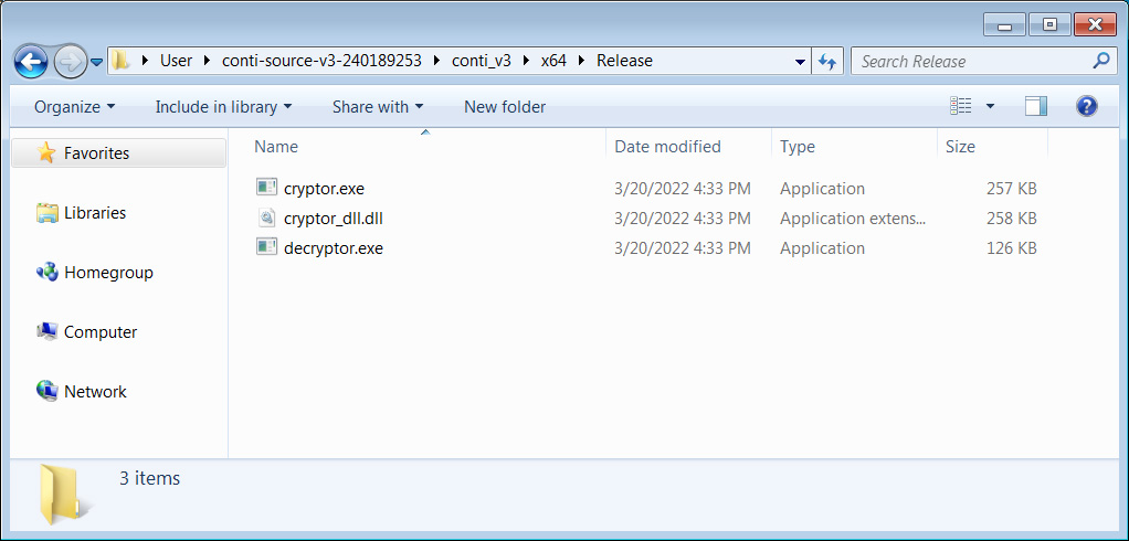Compiled Conti executables