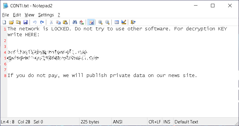 Conti ransom note