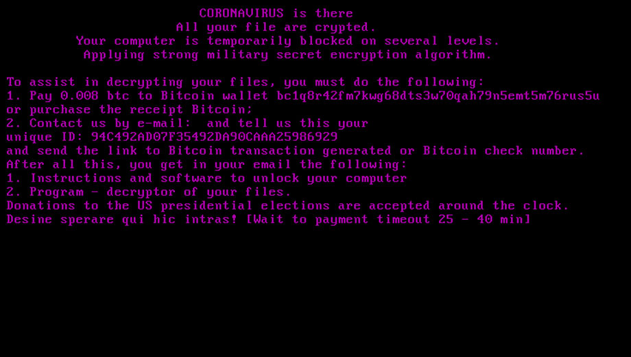 CoronaVirus Ransomware MBRLocker component