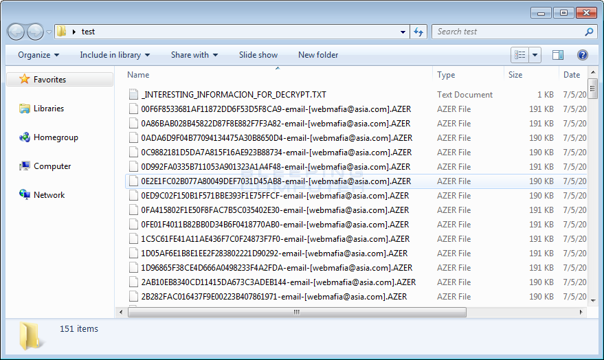 Folder of Encrypted Azer Files