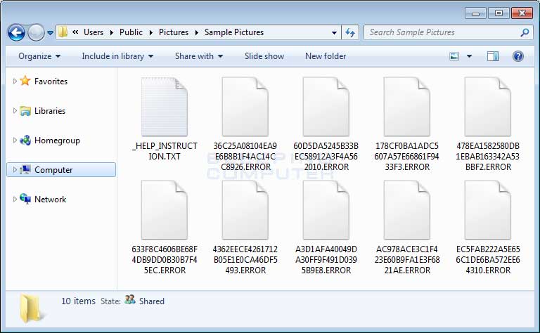 Folder of Encrypted Error Files