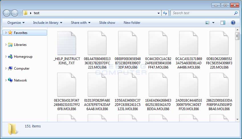 Folder of Encrypted Mole66 Files