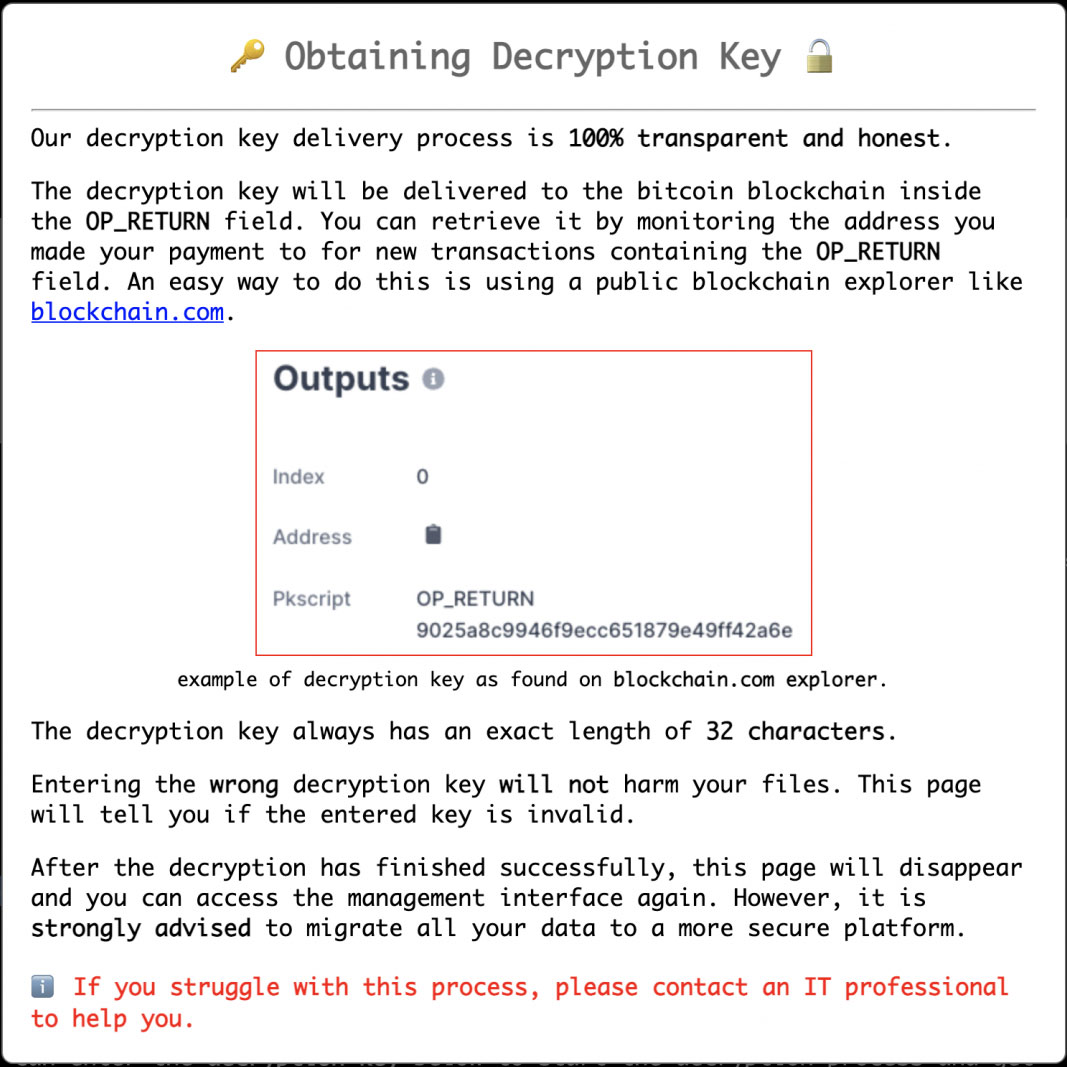 Decryption key instructions