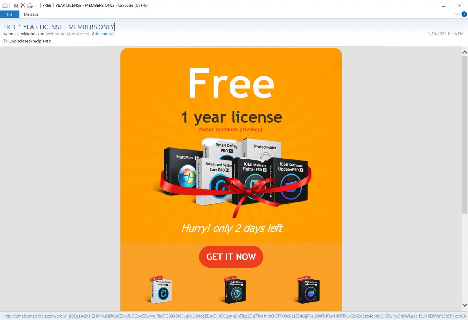 IObit Promo email