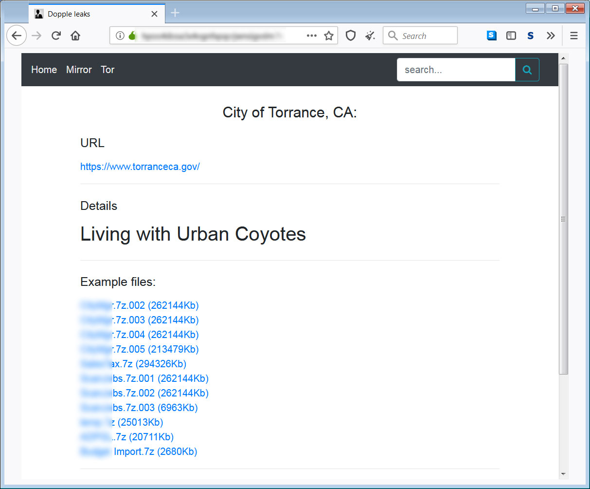 Data leaked on DoppelPaymer site