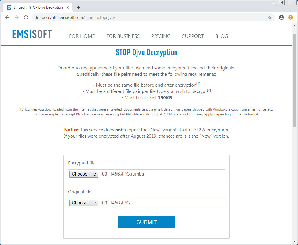 Emsisoft STOP Ransomware Decryption Service