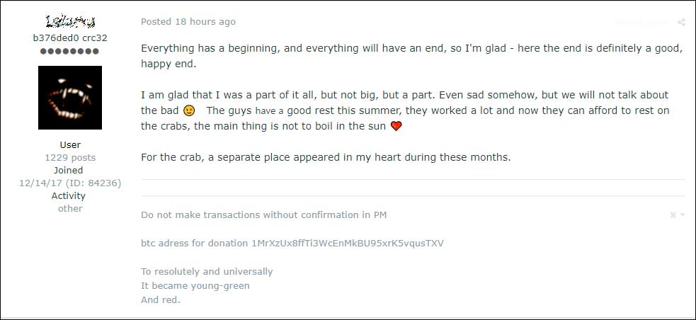 Post by another user of Exploit.in