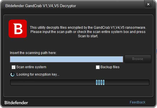 Scanning for decryption key