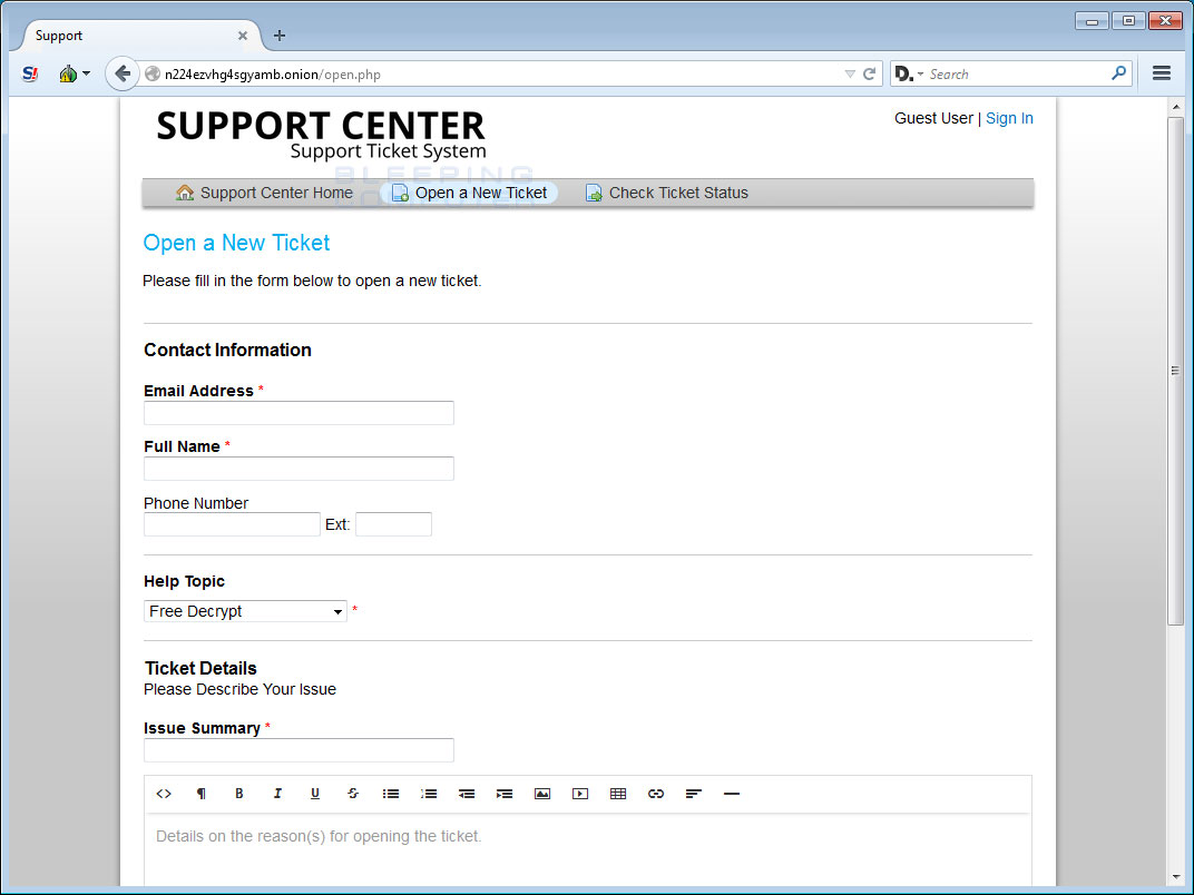 Tor Support Site