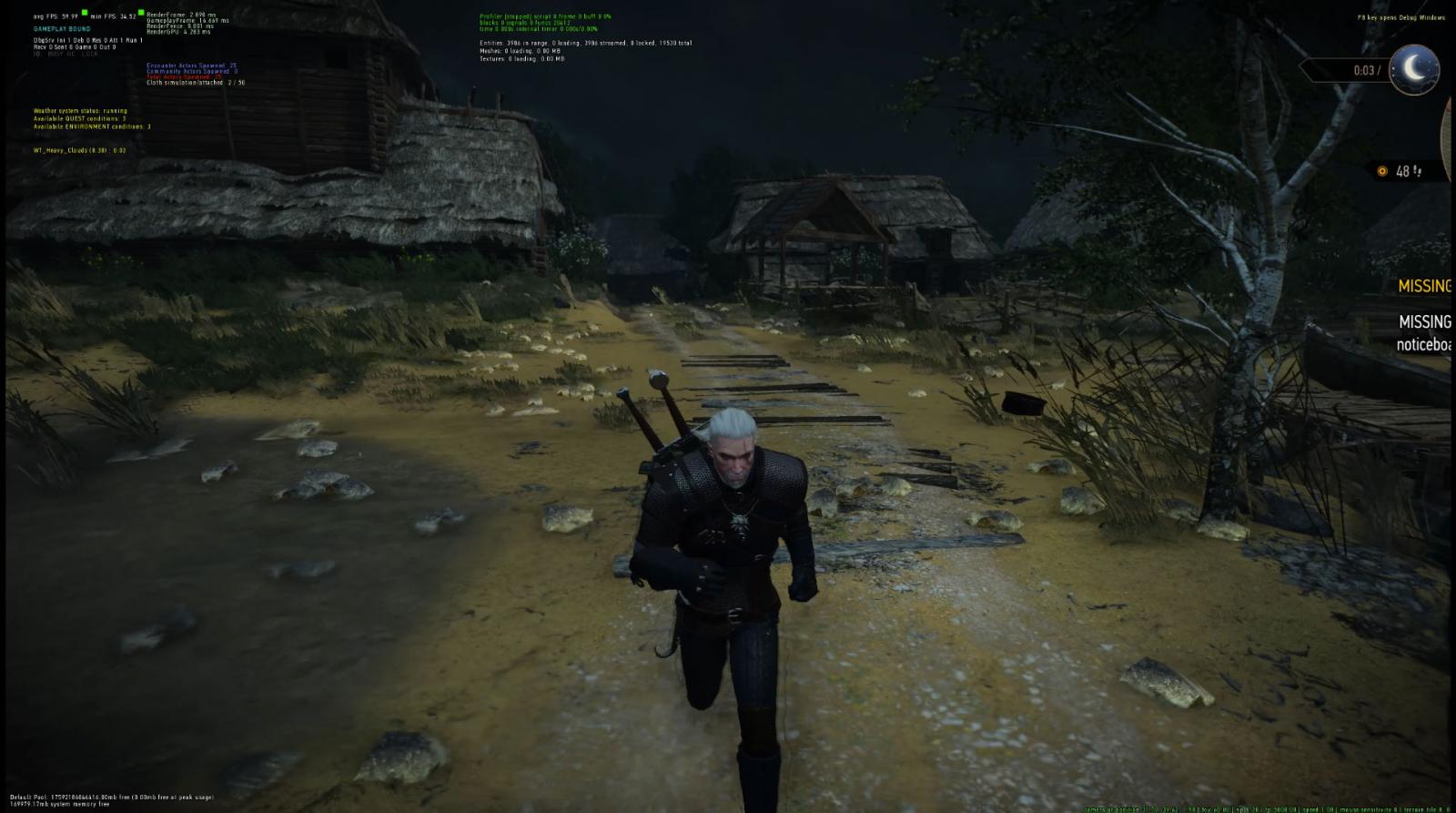 Captura de pantalla de la supuesta compilación de Witcher 3 compilada a partir del código fuente filtrado