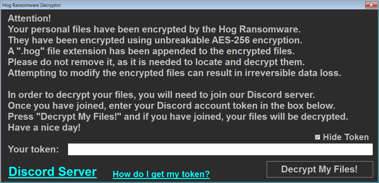 Hog Ransomware Decryptor