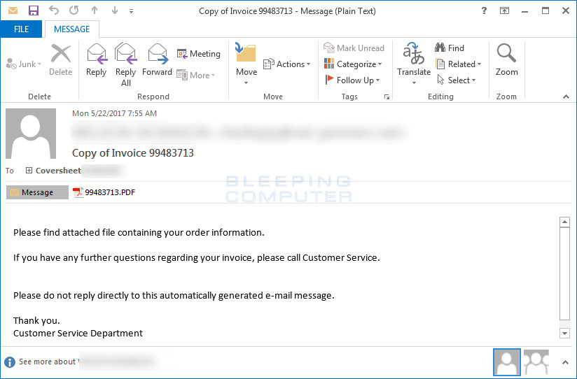 Jaff WLU Variant SPAM Email