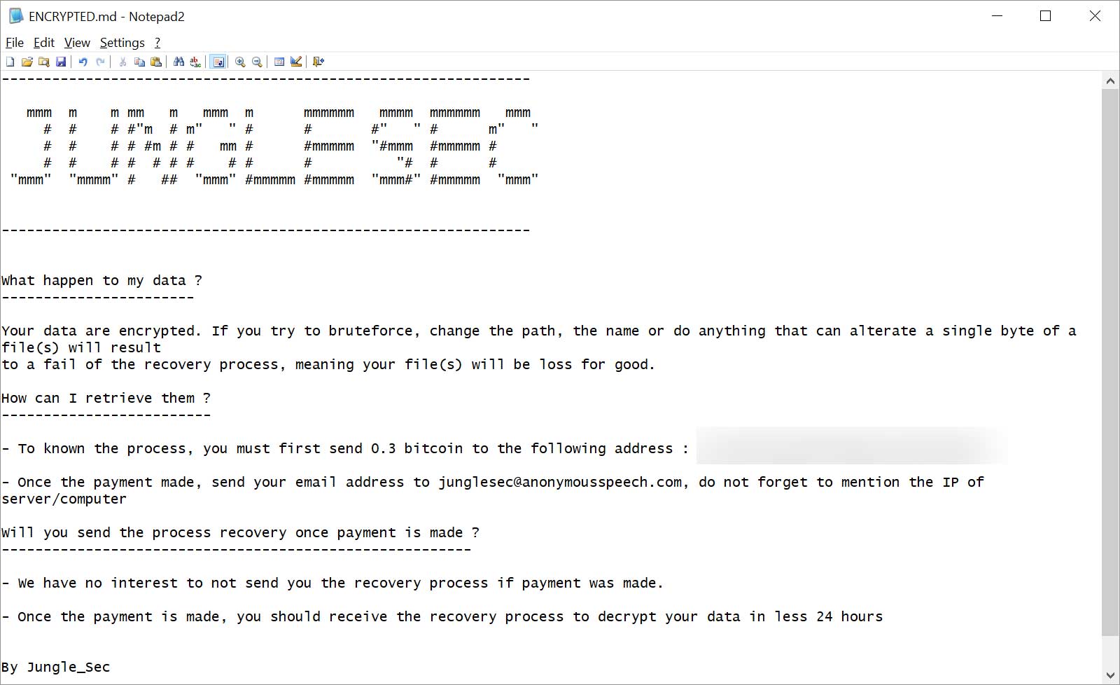 JungleSec Ransom Note