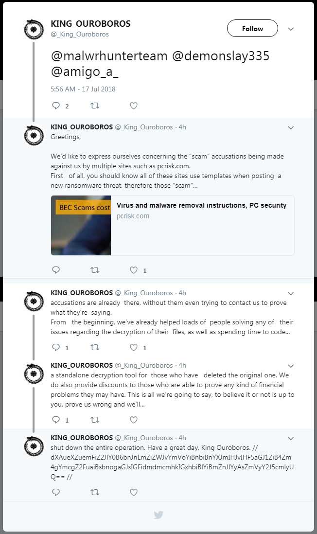 Twitter Thread from King Ouroboros