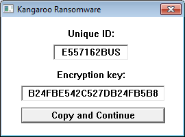 Kangaroo showing the Encryption Key