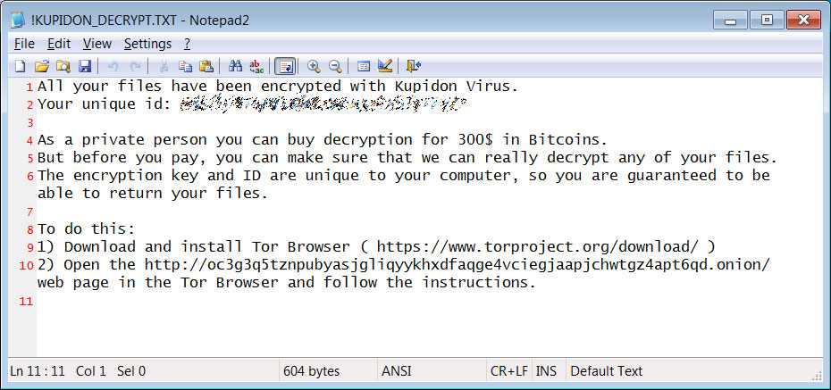 Kupidon ransom note
