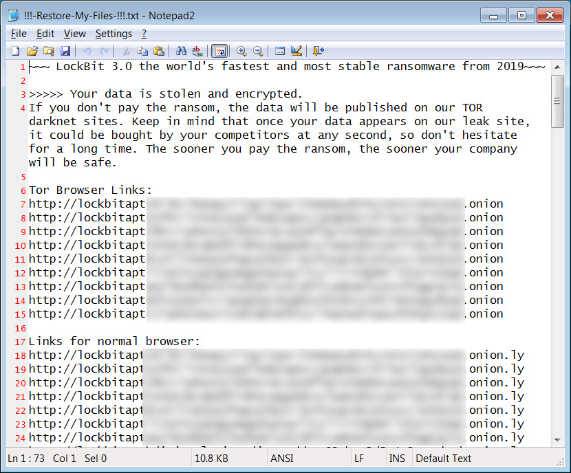 LockBit Green ransom note