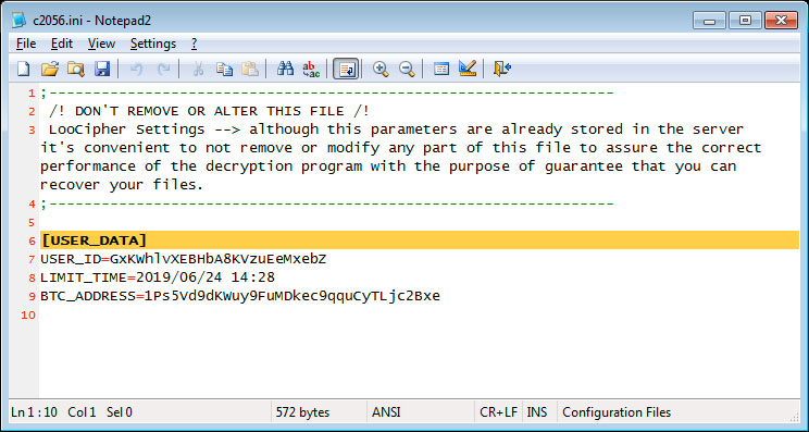 LooCipher Configuration File