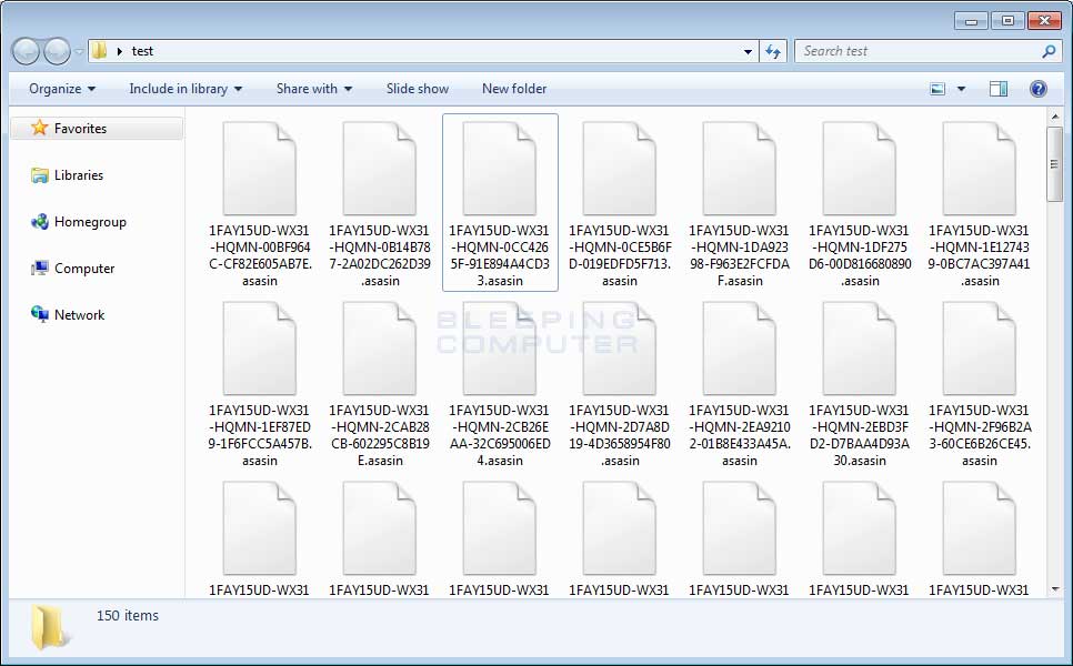 Files encrypted with the Asasin Locky Ransomware Variant